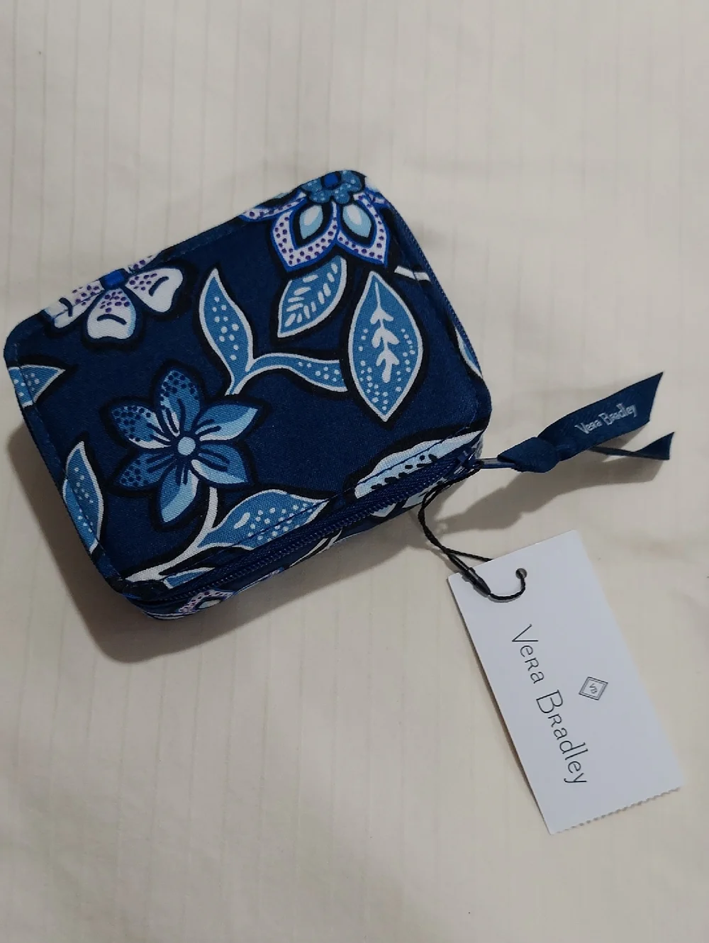 Vera Bradley Navy Blue Floral Zip Travel Pill Case - Picture 1 of 4